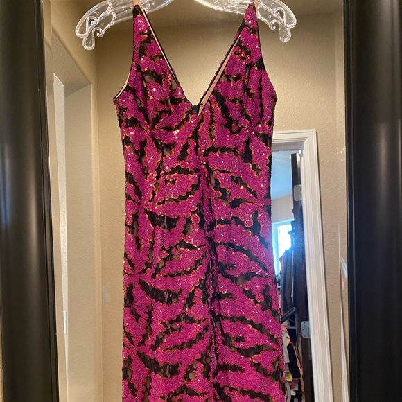 Dress the population sequin and mesh lace dress bodycon - Picture 1 of 5